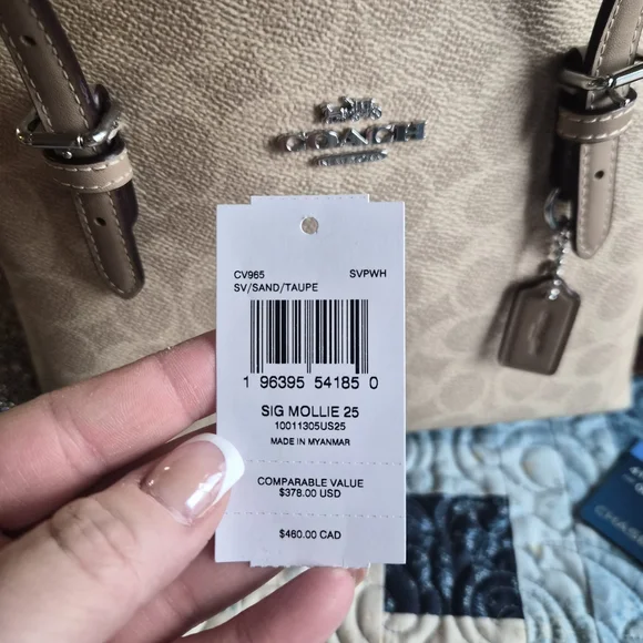 Coach Beige Signature Mollie25 Tote - Picture 2 of 3